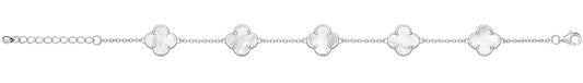 Silver Mother Of Pearl 5 Clover Bracelet