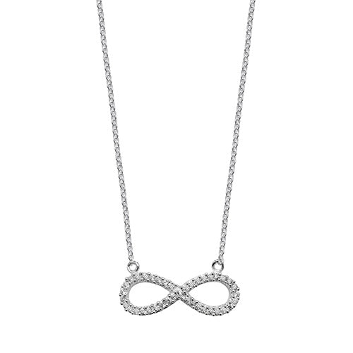 Silver Ladies' Cubic Zirconia Infinity Pendant on Chain