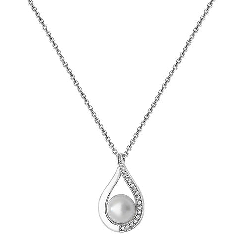 Sterling Silver Pearl Twirl Necklace