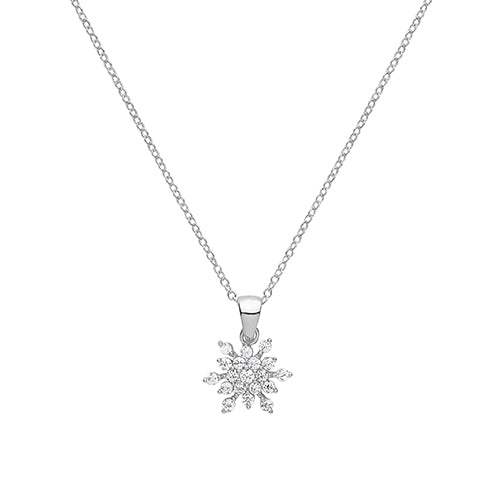 Sterling Silver Cubic Zirconia Snowflake Necklace