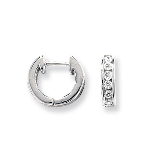 Sterling Silver 11mm Hinged Hoop Earrings With Sparkling Cubic Zirconias