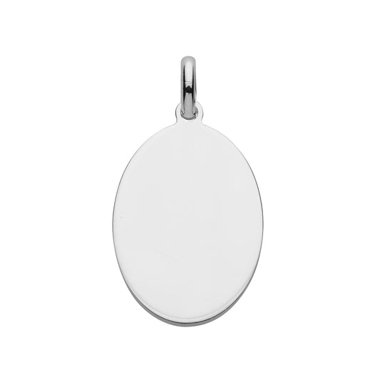 Sterling Silver, Unisex Oval Tag Pendant