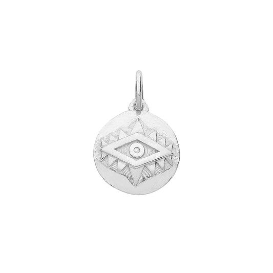 Sterling Silver Round Evil Eye Pendant