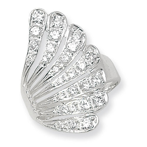 Sterling Silver Cubic Zirconia Fan Ring