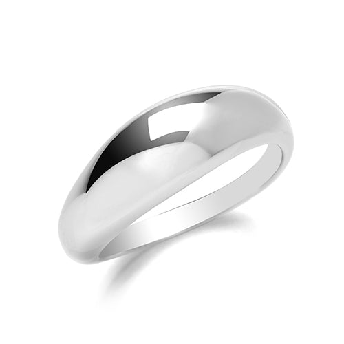 Sterling Silver Rhodium Plated Dome Ring