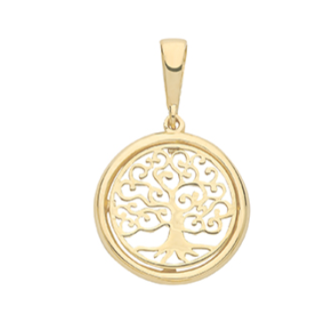 9ct Yellow Gold Round Tree of Life Pendant