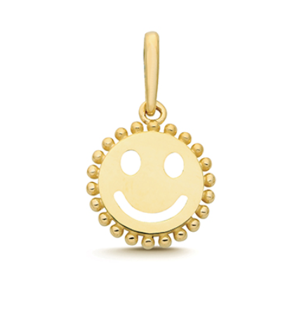 9ct Yellow Gold Smiley Face Charm Pendant