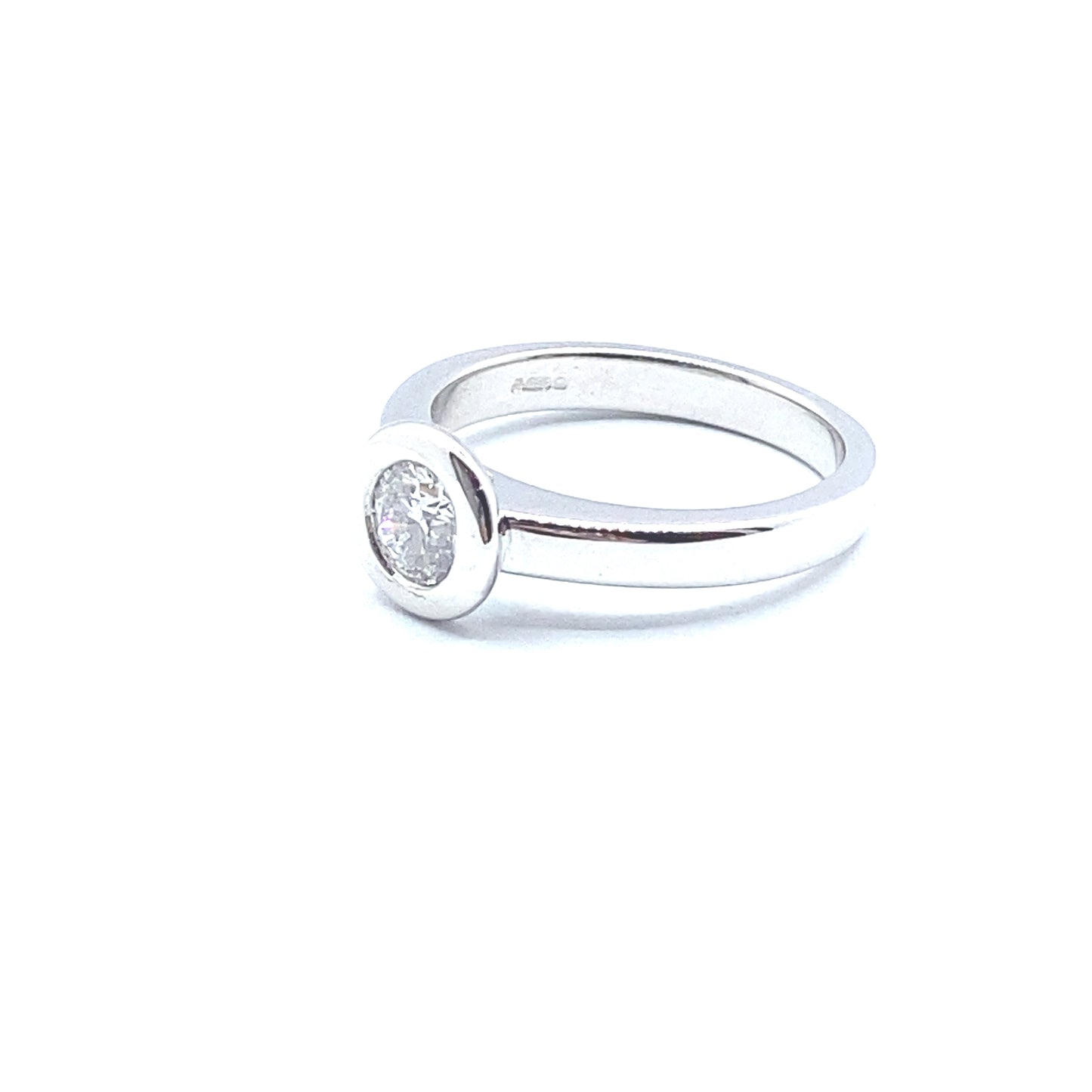 Diamond Rubover Bezel Set 18ct White Gold "Bubble" Ring