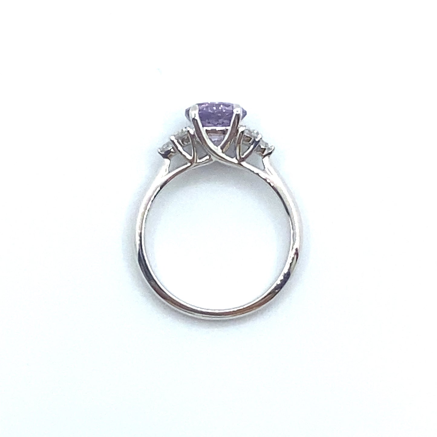 Bespoke 1.92ct Round Brilliant Pink-Purple Sapphire and Diamond Ring 18ct White Gold