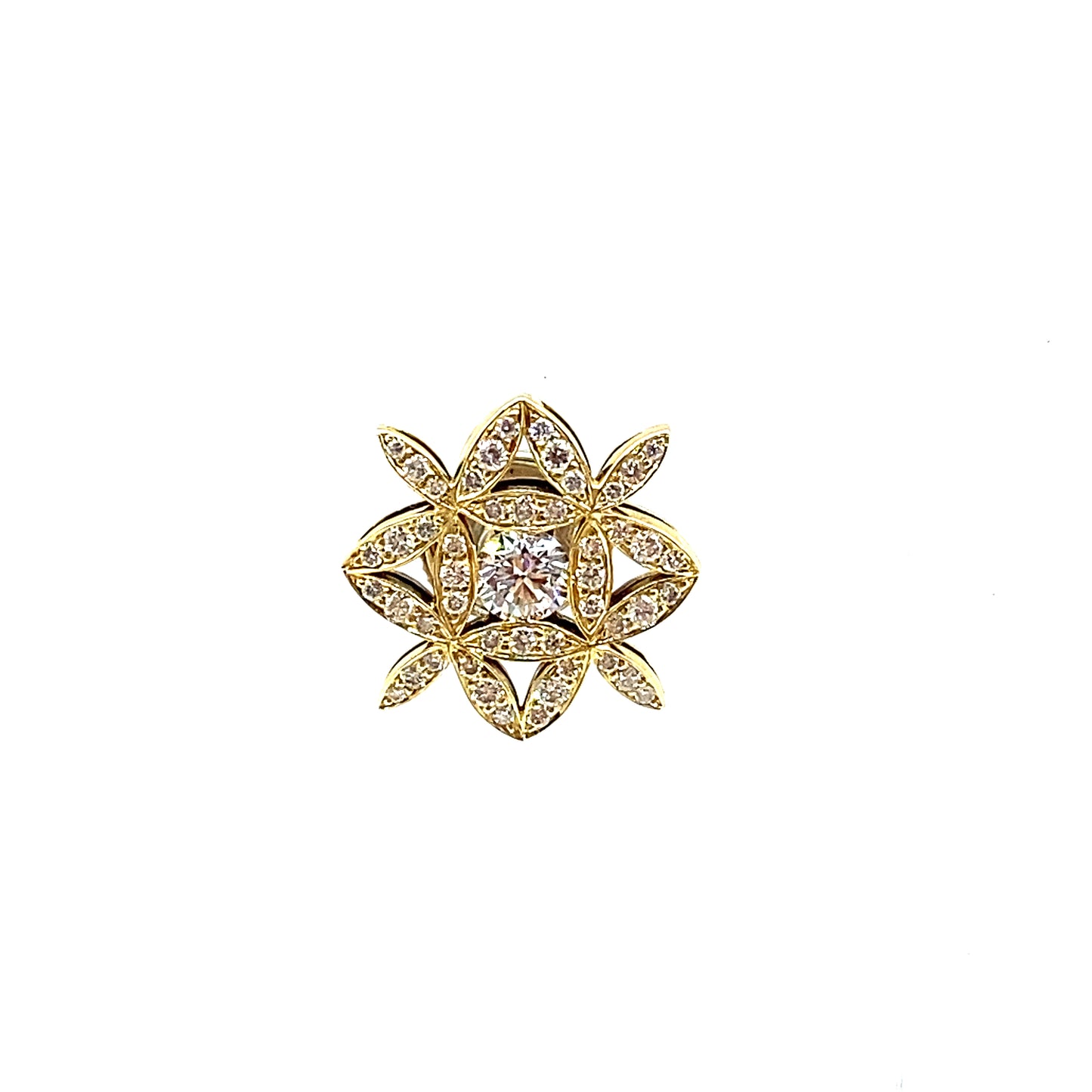 Diamond and 18ct Gold Floral Design Stud Earrings