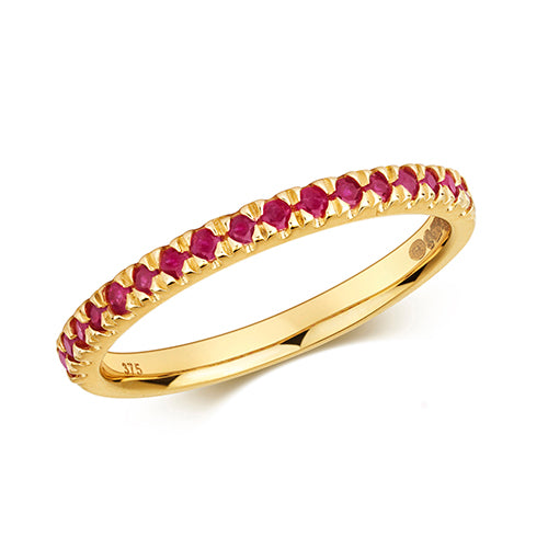 Ruby Half Eternity Ring in 9ct Yellow Gold