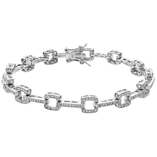 Sterling Silver Cubic Zirconia Chain-Motif Bracelet