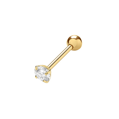 9ct Yellow Gold 3mm CZ Claw Cartilage Stud