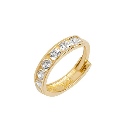 Single CZ Hoop Earring in 9ct Yellow Gold