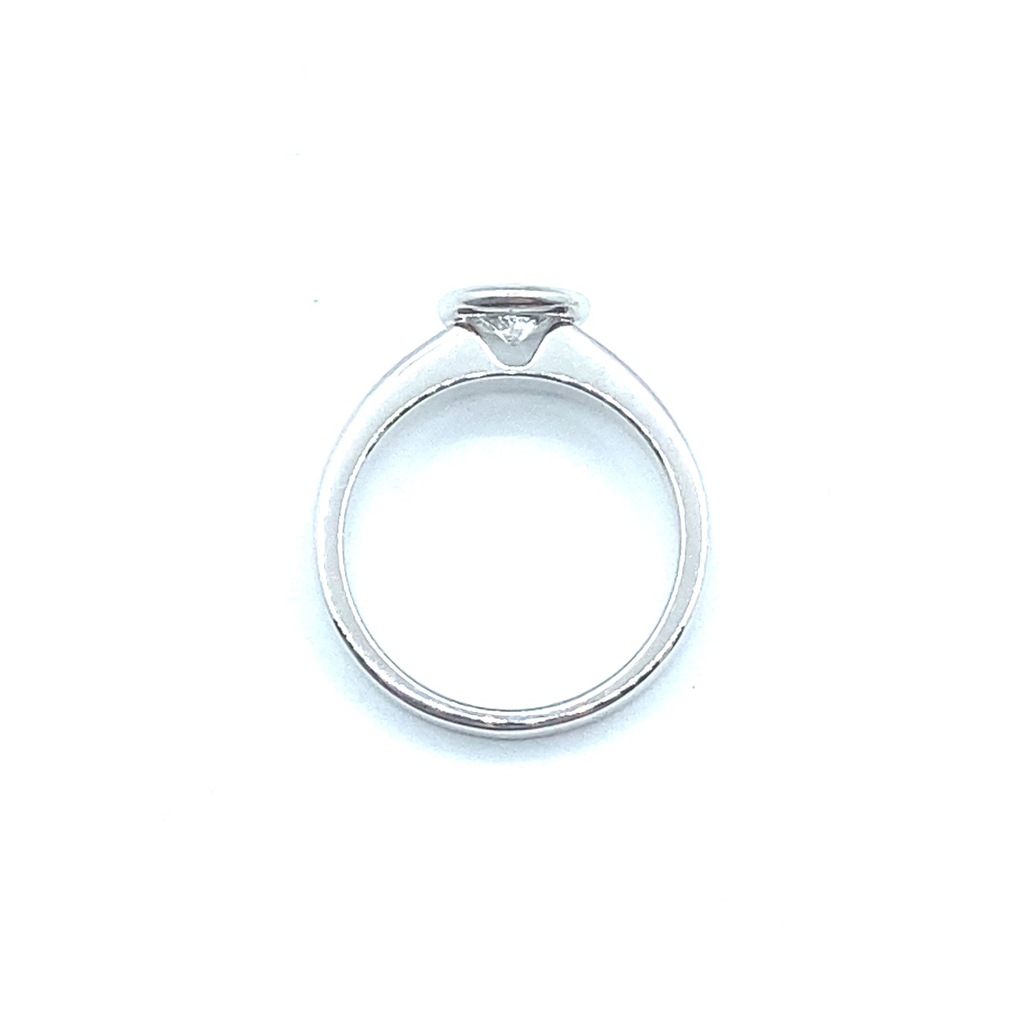 Diamond Rubover Bezel Set 18ct White Gold "Bubble" Ring