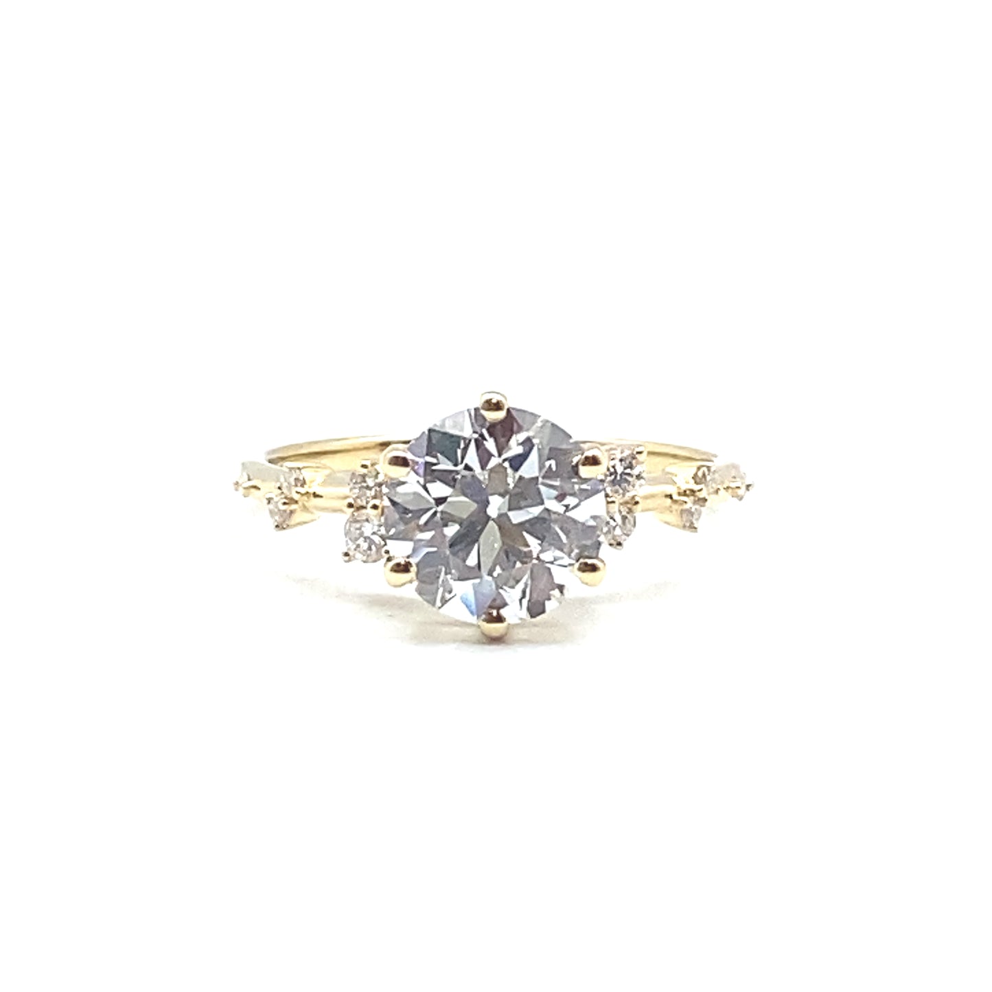 Monroe's Old European Cut Diamond "Flowing Nature" With Scattered Set Diamonds 18ct Yellow Gold Engagement Ring