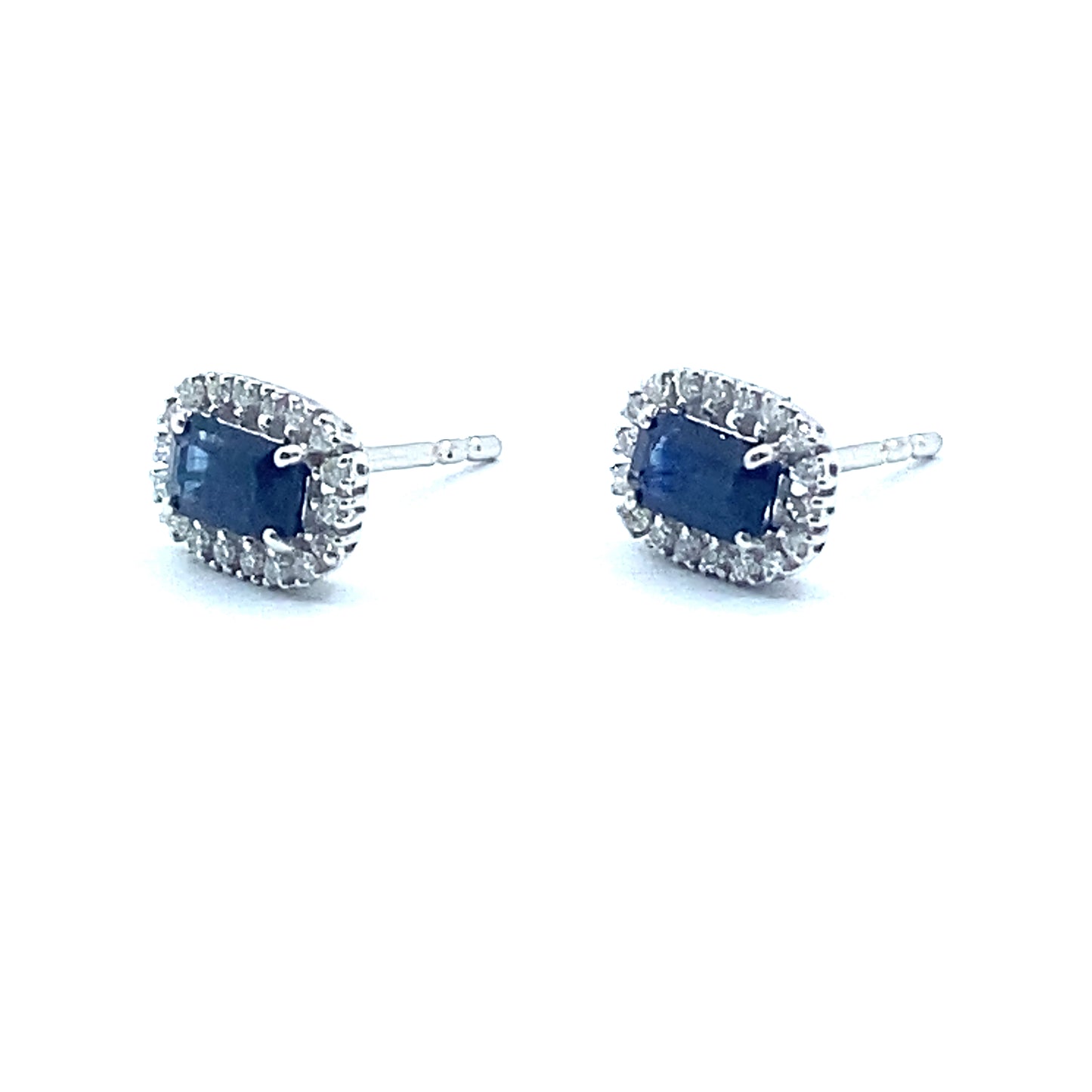 Sapphire and Diamond Halo Stud Earrings 18ct White Gold