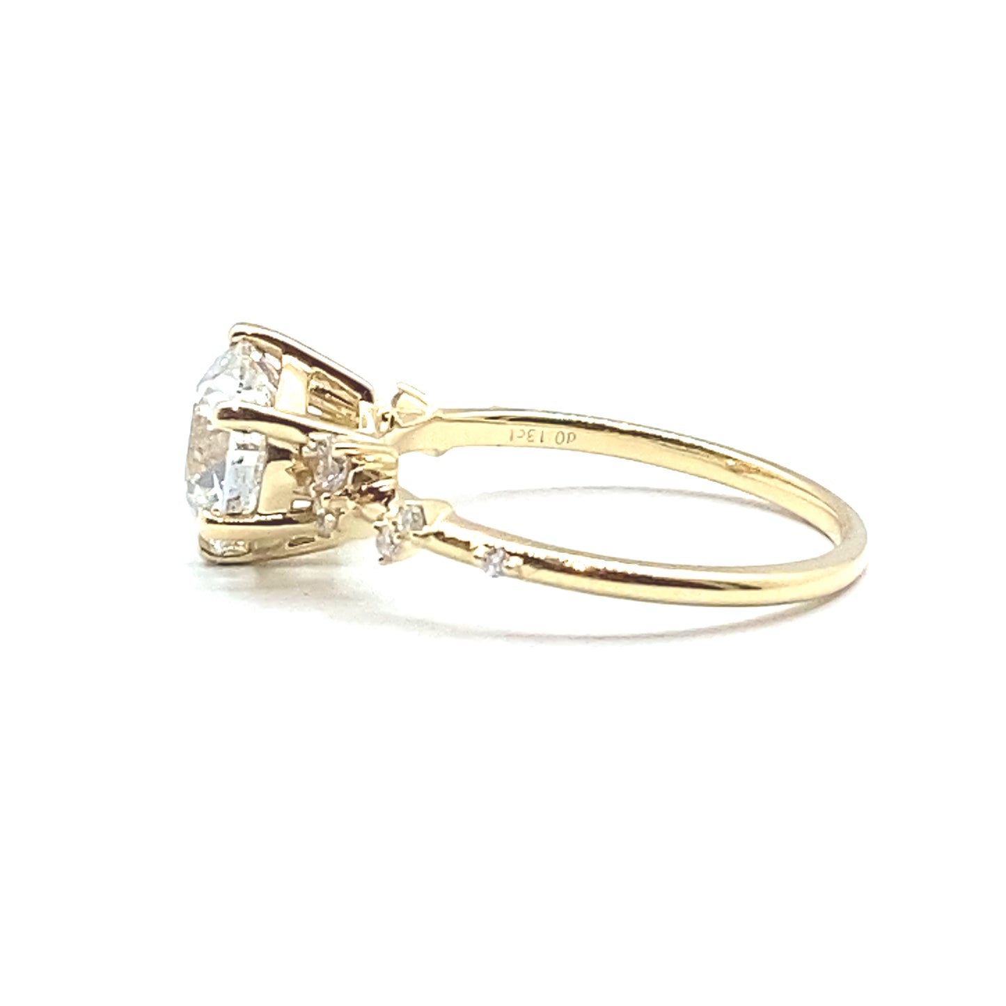 Monroe's Old European Cut Diamond "Flowing Nature" With Scattered Set Diamonds 18ct Yellow Gold Engagement Ring