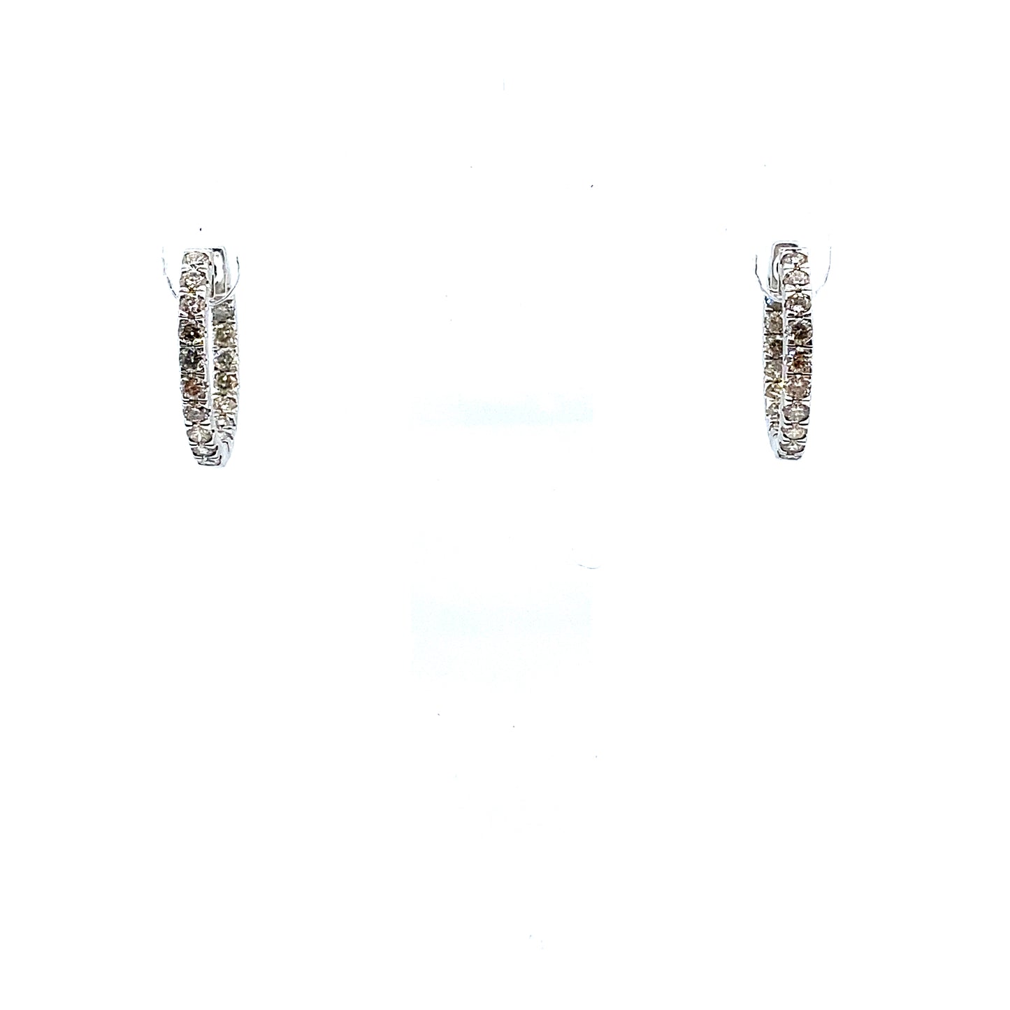 18ct White Gold Inside & Out Brilliant Cut Diamond Hinged Hoop Earrings