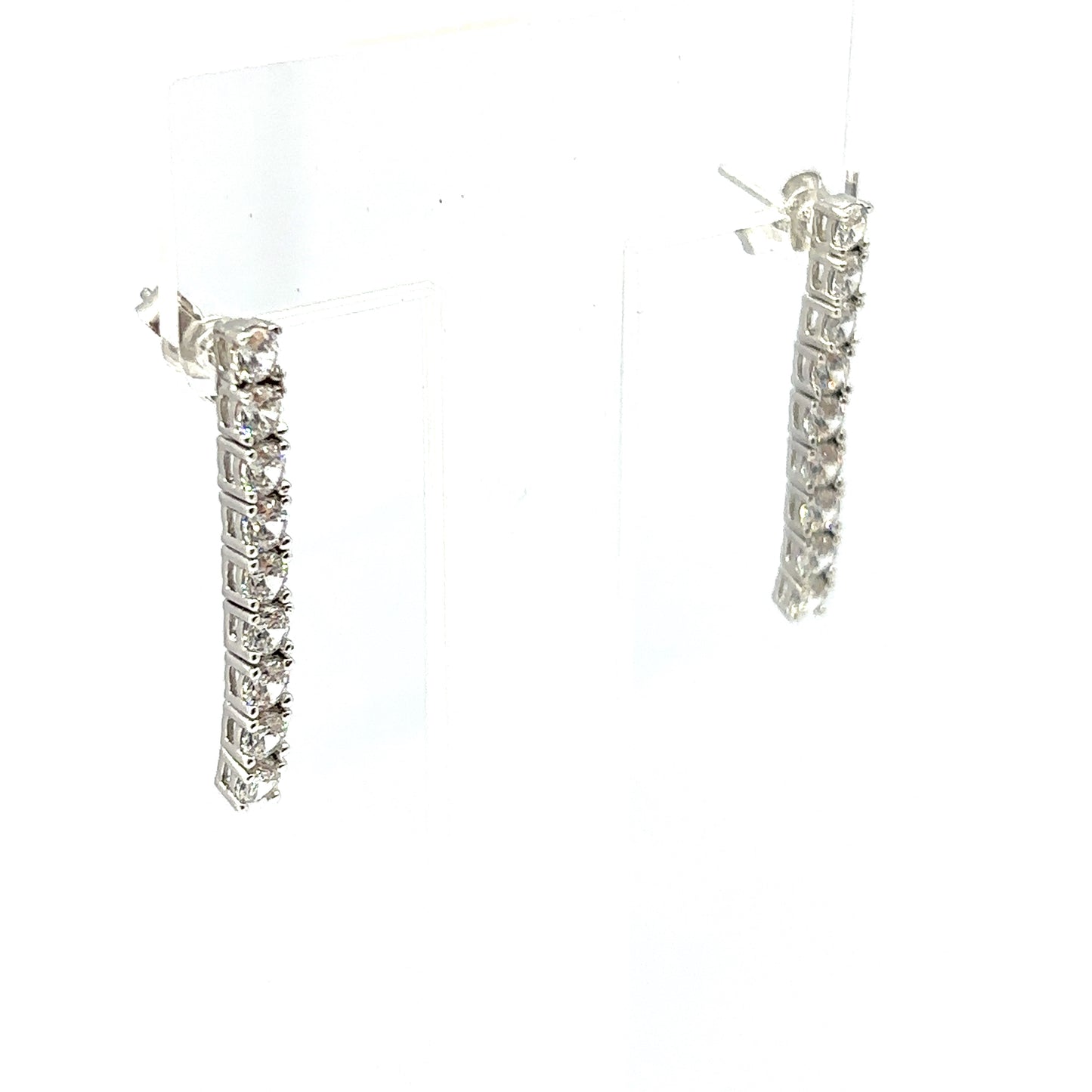 Sterling Silver, Tennis Drop Earrings