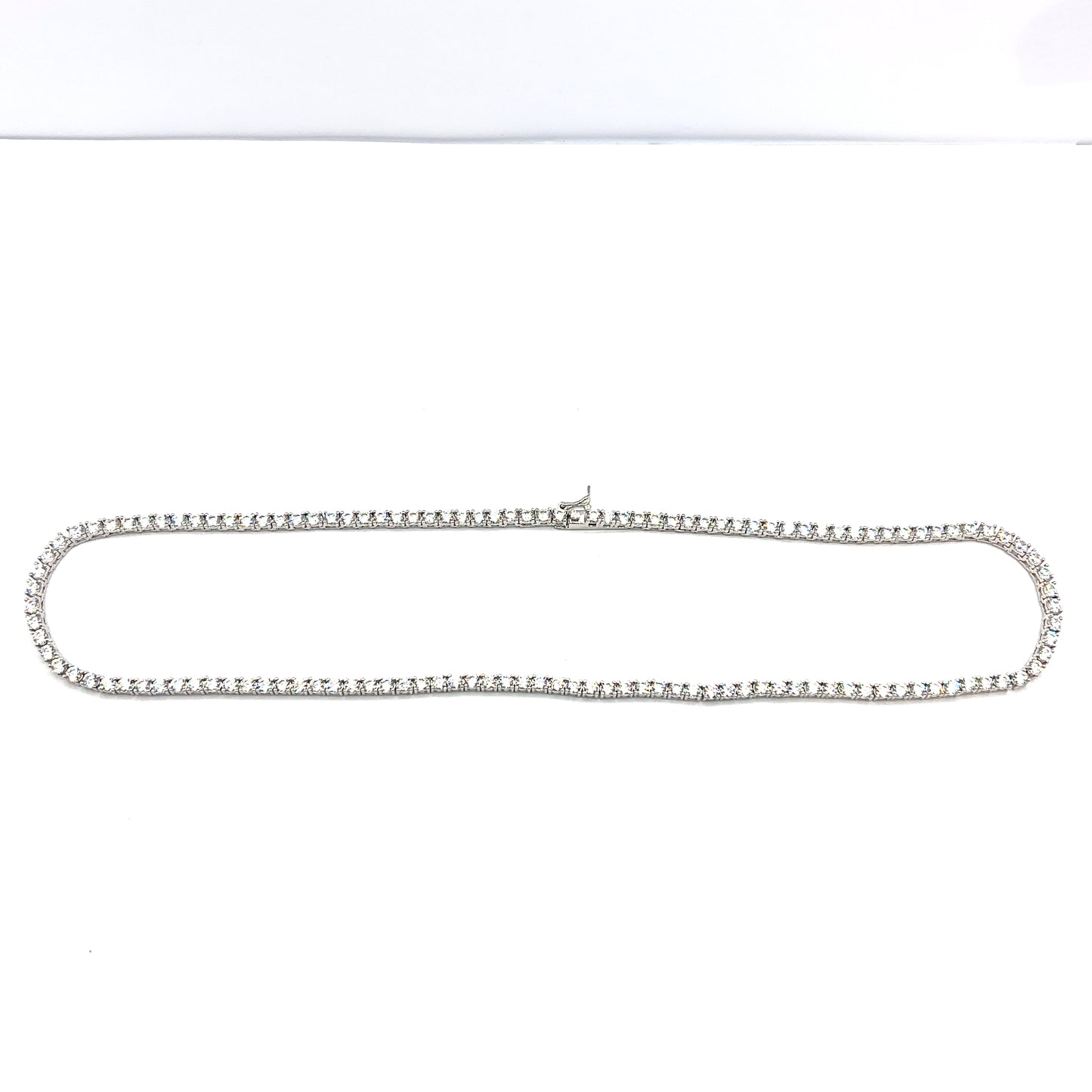 Sterling Silver, Claw Set Cubic Zirconia Tennis Necklace