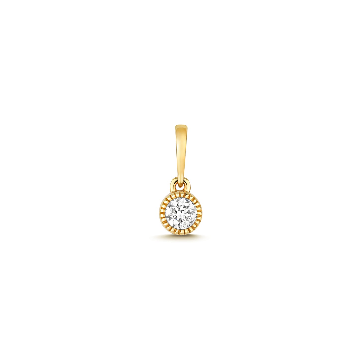 Diamond Millgrain Rub Over Pendant 9ct Yellow Gold Pendant 0.07ct