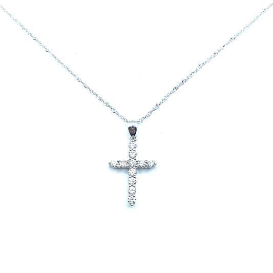 18ct White Gold Diamond Cross Pendant 0.33ct