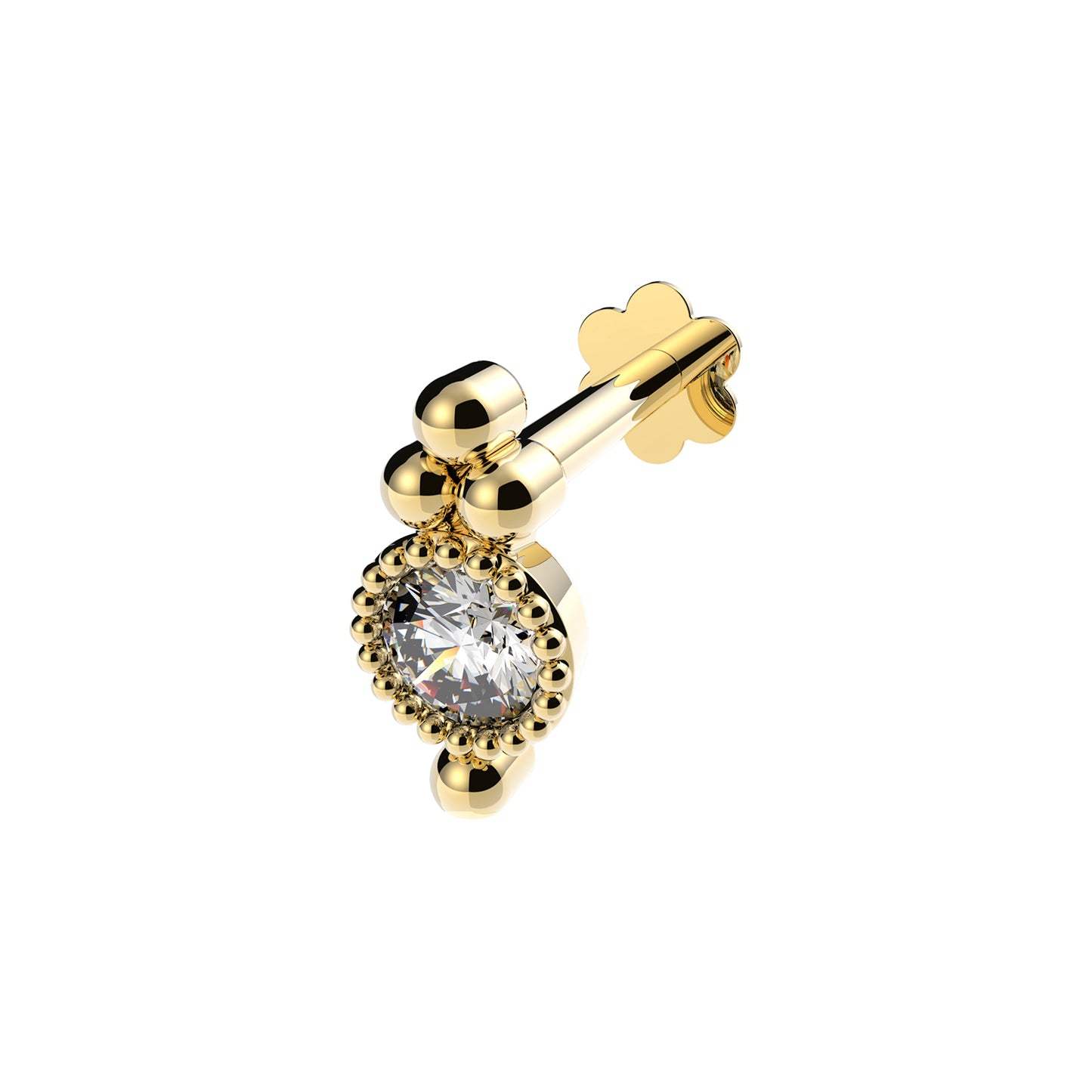 Dainty Cubic Zirconia Cartilage Labret in 9ct Yellow Gold