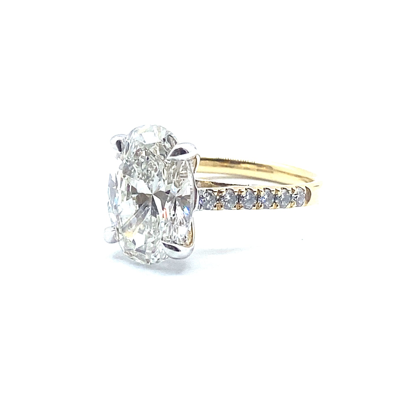 Bespoke 4.50ct Oval Brilliant Cut Diamond, 18ct Yellow Gold Ring