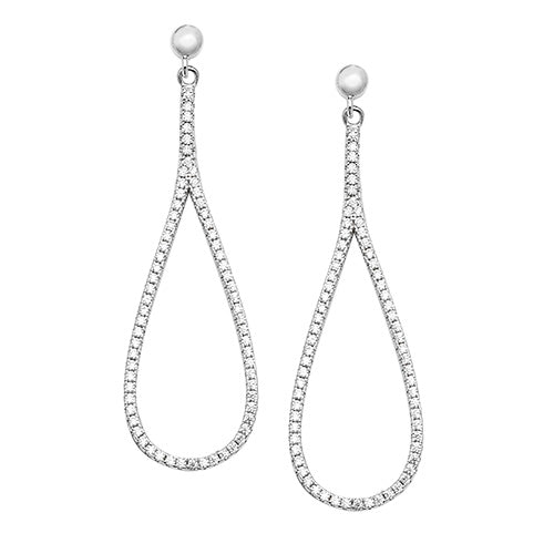 925 Sterling Silver Cubic Zirconia Loop Earrings