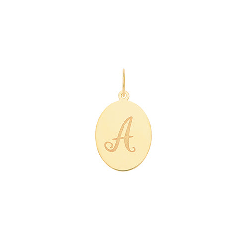 9ct Yellow Gold Disc Letter Pendant