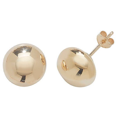 9ct Yellow Gold Button Stud Earrings 8mm