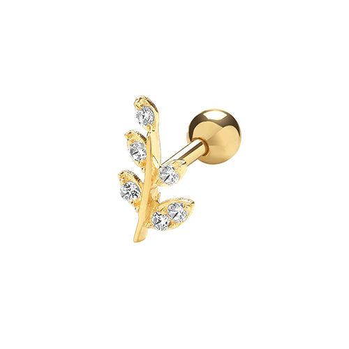 Dainty Leaf Design CZ Earring in 9ct Yellow Gold