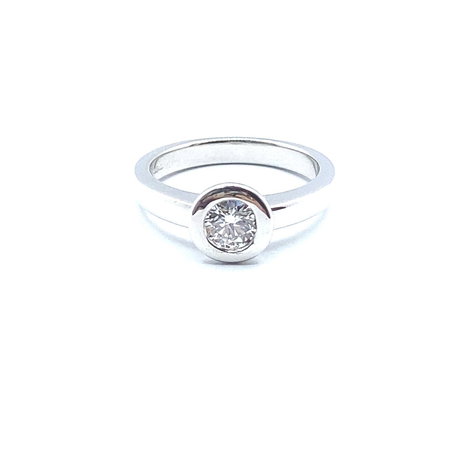 Diamond Rubover Bezel Set 18ct White Gold "Bubble" Ring