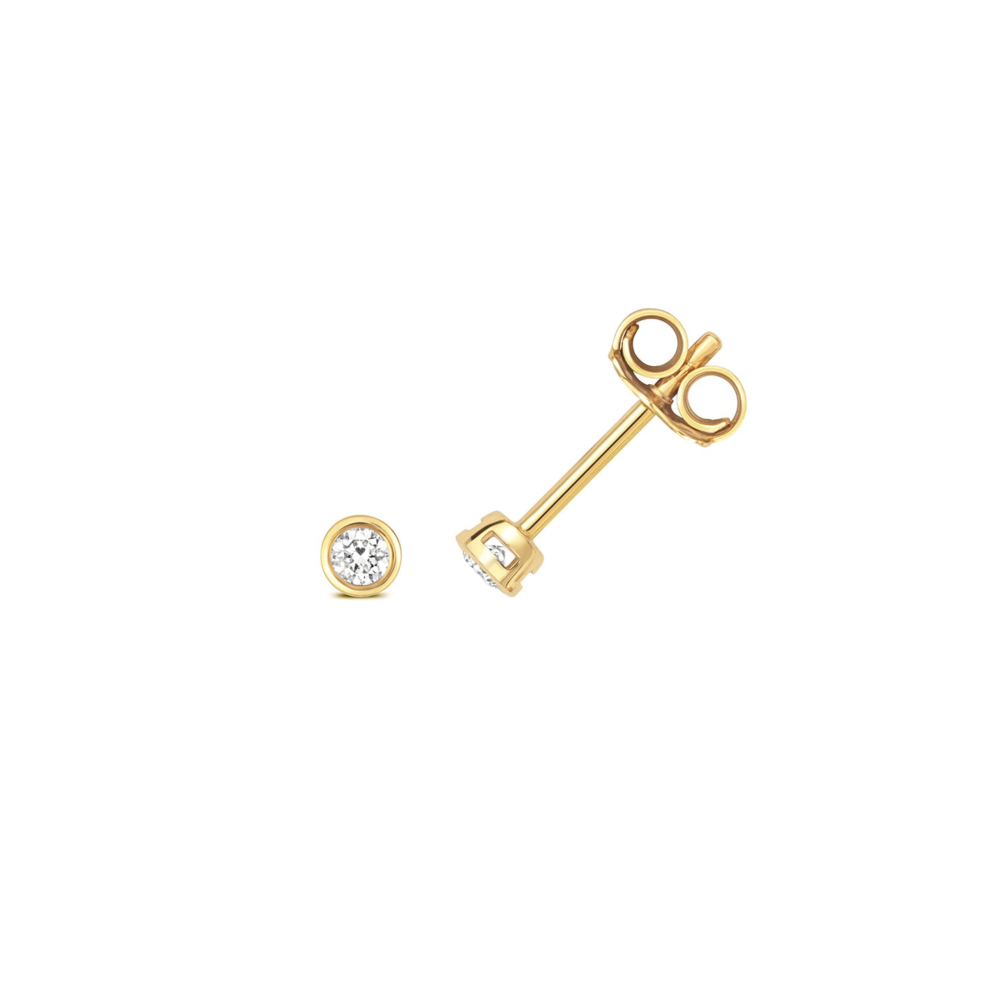 0.10ct Diamond Rub-Over Stud Earrings 18ct Yellow Gold