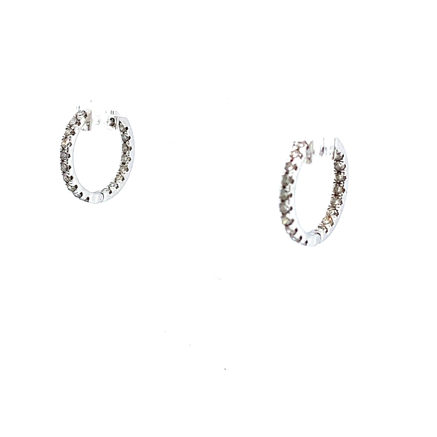 18ct White Gold Inside & Out Brilliant Cut Diamond Hinged Hoop Earrings