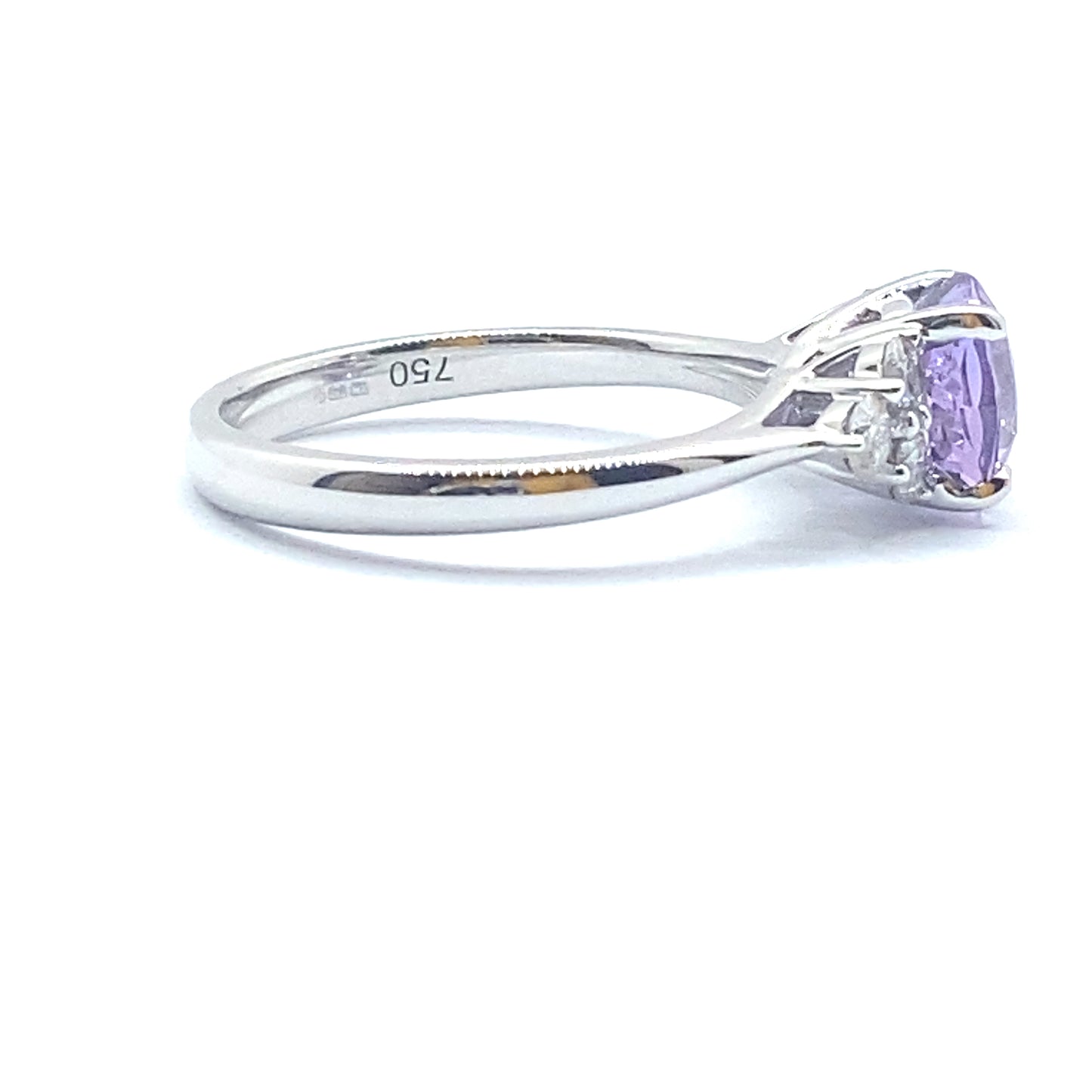 Bespoke 1.92ct Round Brilliant Pink-Purple Sapphire and Diamond Ring 18ct White Gold