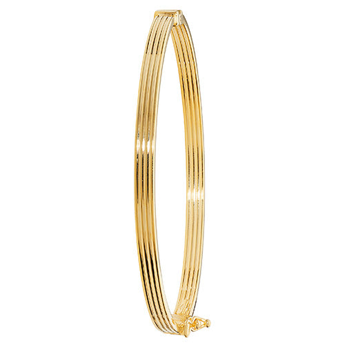 9ct Yellow Gold 4-Stripe Hinged Bangle