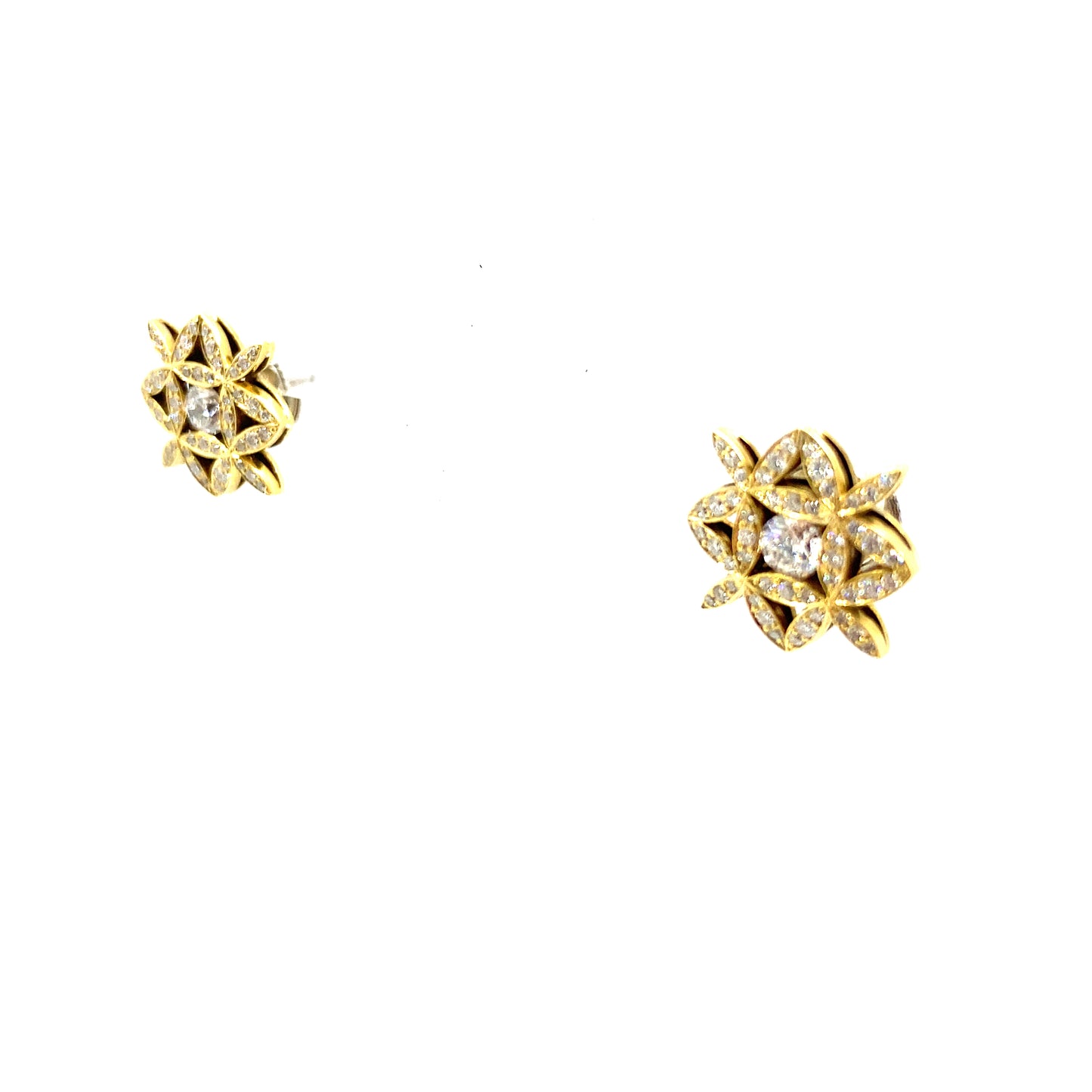 Diamond and 18ct Gold Floral Design Stud Earrings