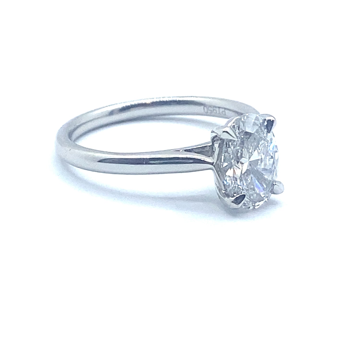 Oval Cut Diamond and Platinum Solitaire Engagement Ring 1.26ct