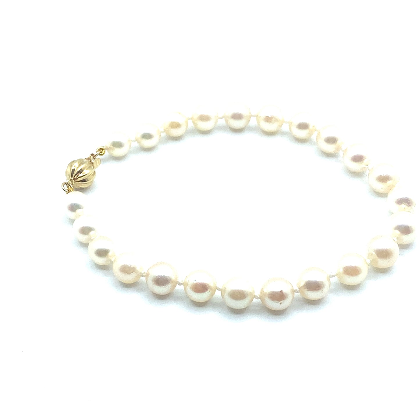 9ct Yellow Gold Round Cultured Pearl Bracelet