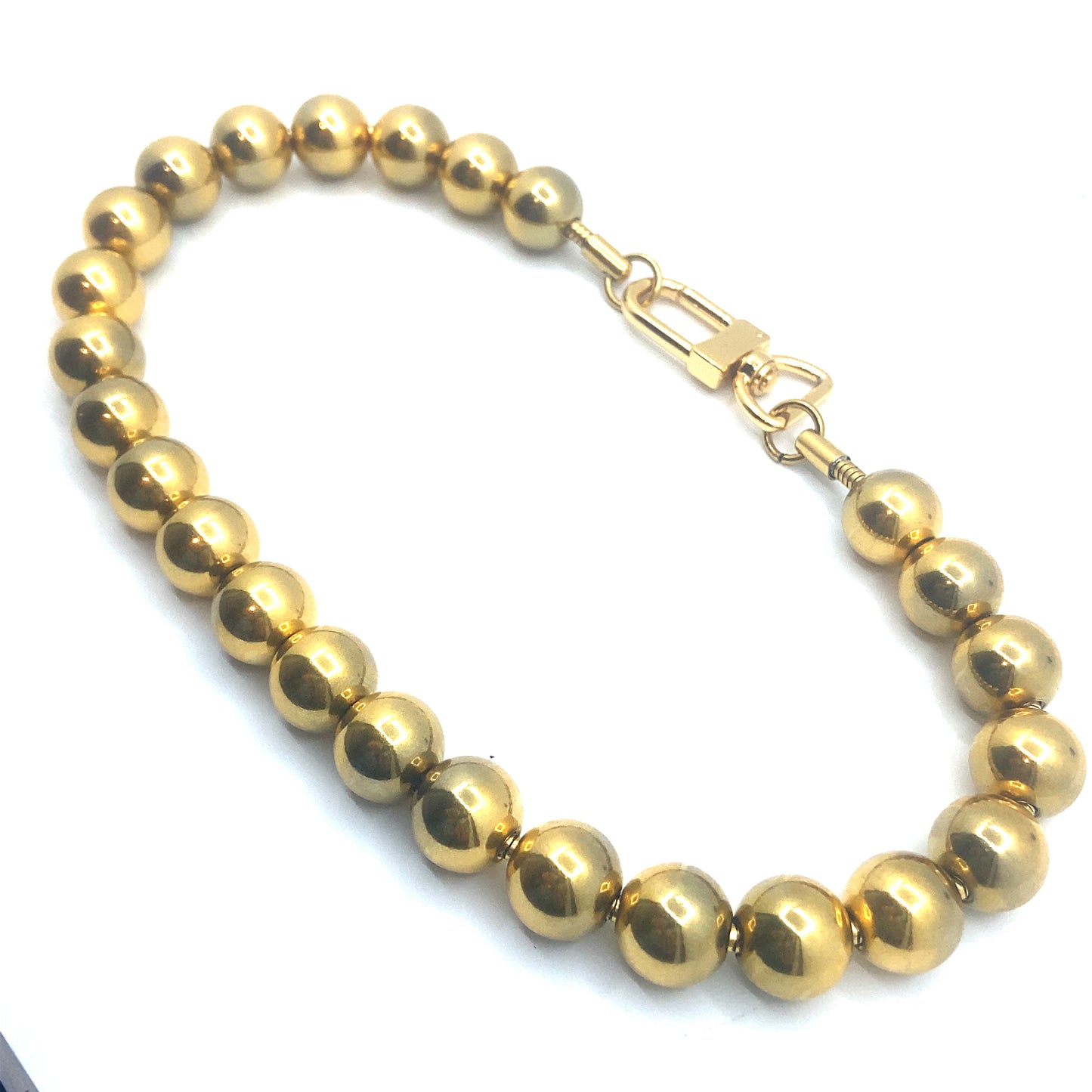 Round Bead, Steel Gold Plated Choker Necklace