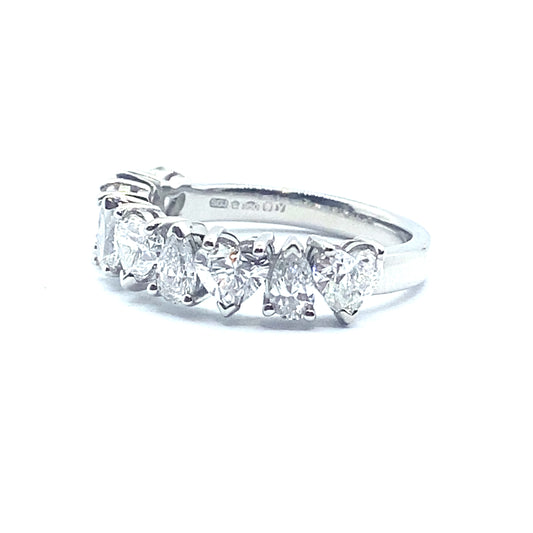 Pear and Heart Cut Half Eternity, Natural Diamond Ring in Platinum