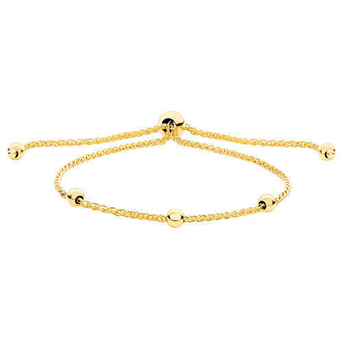 9ct Yellow Gold Pull-Style Three Bead Bracelet