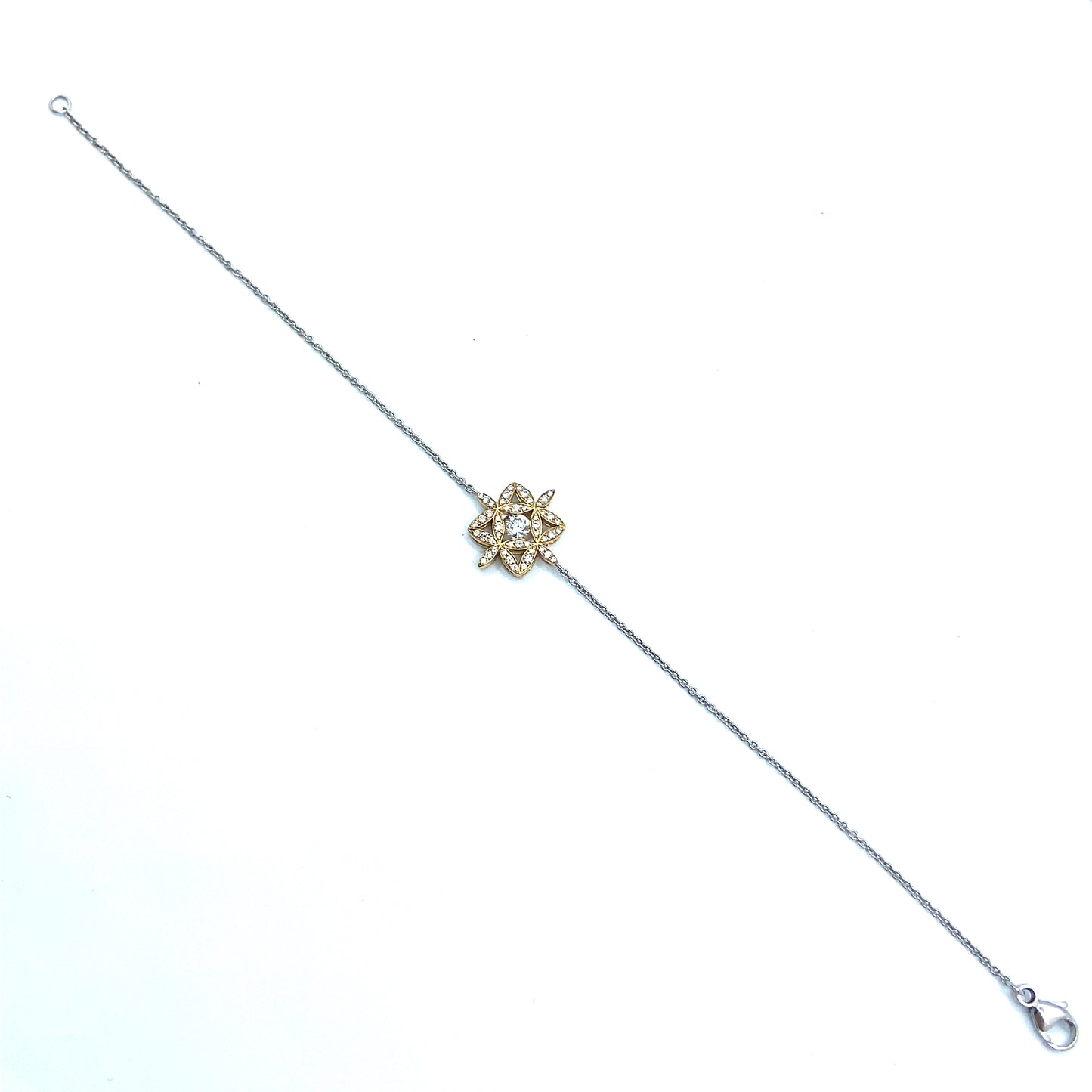 Diamond and 18ct Gold Floral Design Bracelet