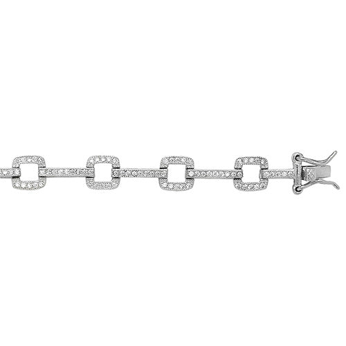 Sterling Silver Cubic Zirconia Chain-Motif Bracelet
