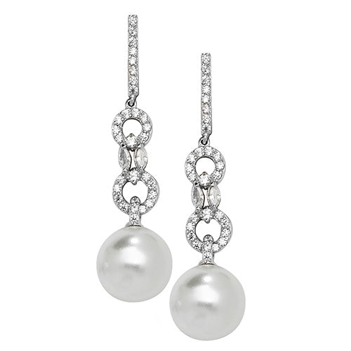 925 Sterling Silver Cubic Zirconia Circle Drop Earrings