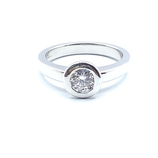 Diamond Rubover Bezel Set 18ct White Gold "Bubble" Ring