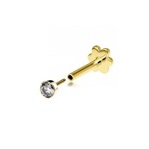 Single Cartilage Earring with Cubic Zirconia in 9ct Yellow Gold