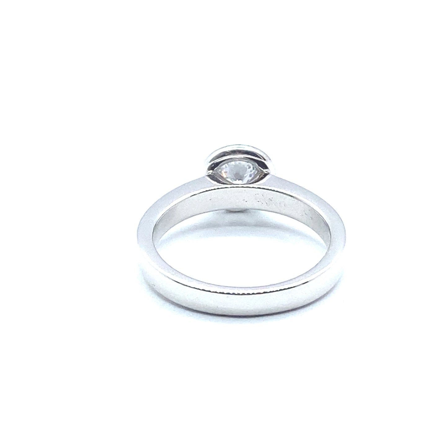 Diamond Rubover Bezel Set 18ct White Gold "Bubble" Ring